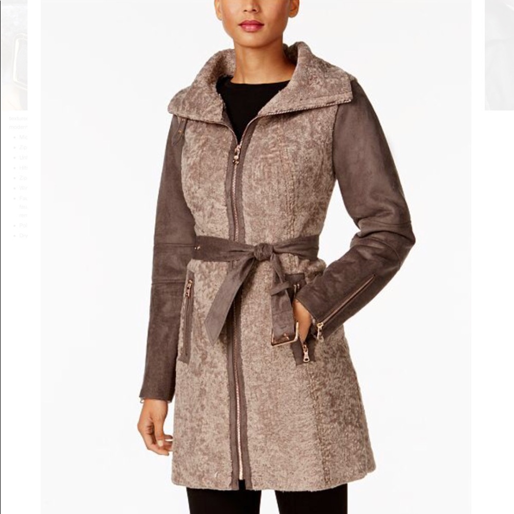 Vince Camuto Faux Shearling Walker Coat